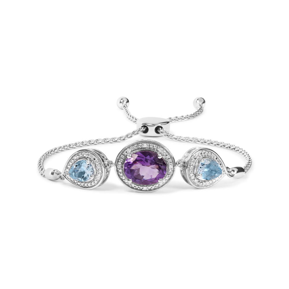 .925 Sterling Silver Oval Amethyst and Pear